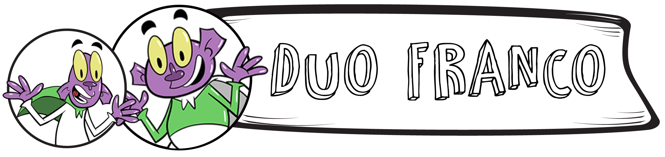 Illustration sur laquelle il y a deux extraterrestres mauves.  